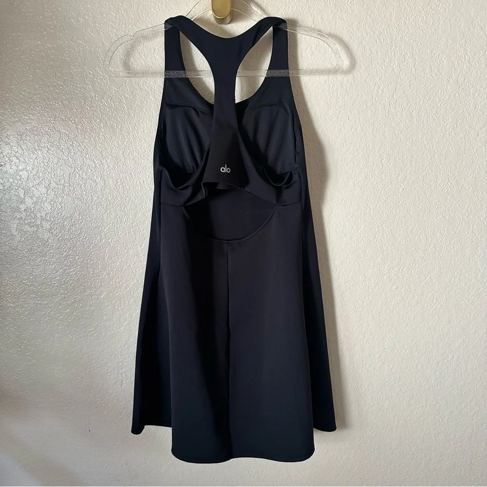 ALO Yoga Black Scoop Neck Racerback Mini Dress